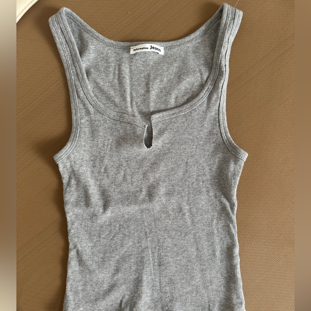 Reformation grey tank with cut out